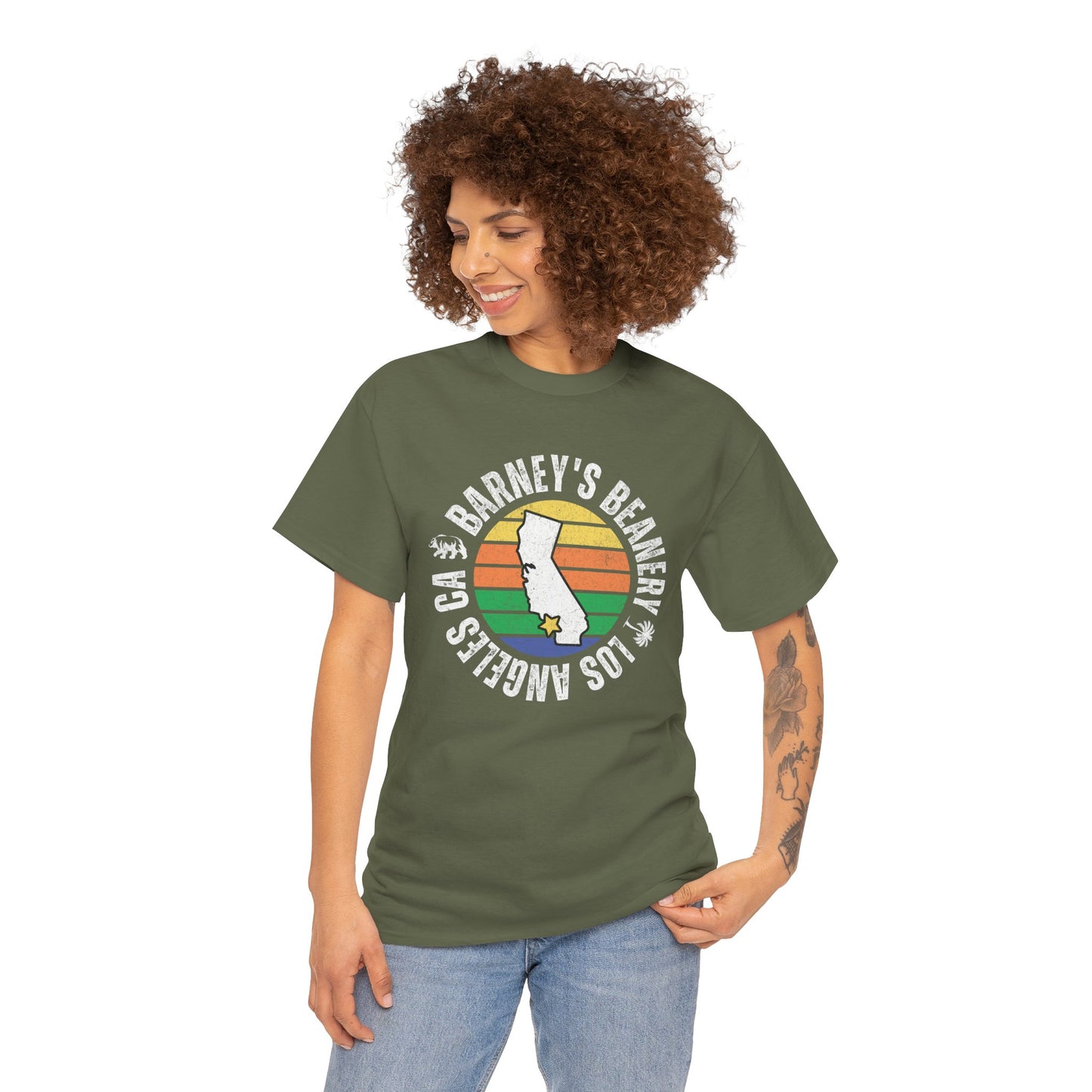Retro Sunset T-Shirt. BARNEY'S BEANERY - Womens Retro Graphic Tee | Gildan 5000